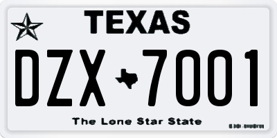 TX license plate DZX7001