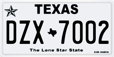 TX license plate DZX7002