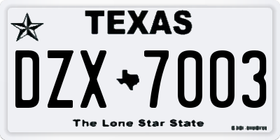 TX license plate DZX7003