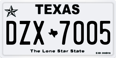 TX license plate DZX7005