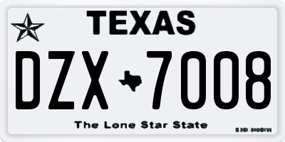 TX license plate DZX7008