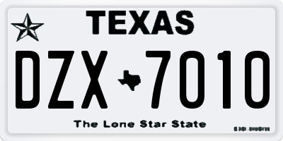 TX license plate DZX7010