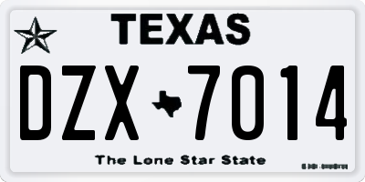 TX license plate DZX7014