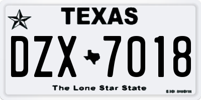 TX license plate DZX7018