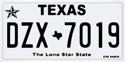 TX license plate DZX7019
