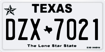TX license plate DZX7021