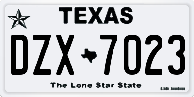 TX license plate DZX7023