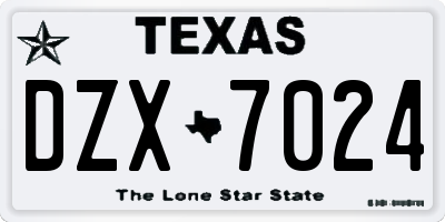 TX license plate DZX7024