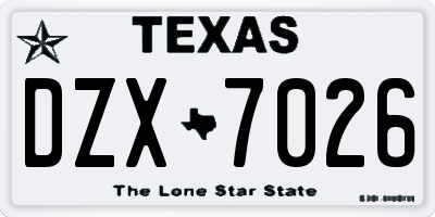 TX license plate DZX7026