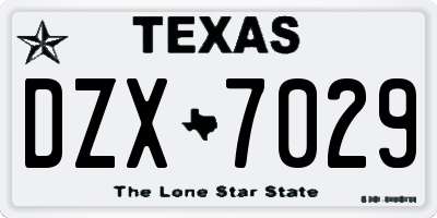TX license plate DZX7029