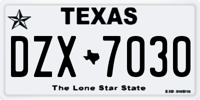 TX license plate DZX7030