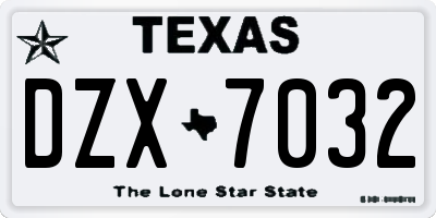 TX license plate DZX7032