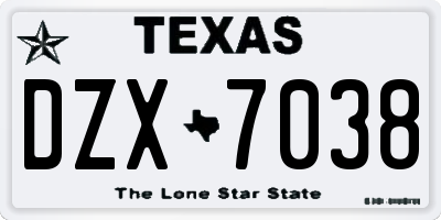 TX license plate DZX7038