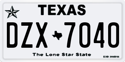 TX license plate DZX7040