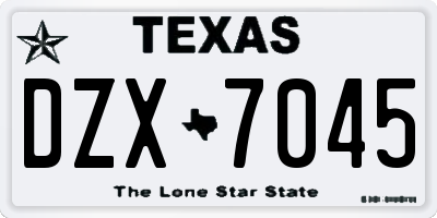 TX license plate DZX7045