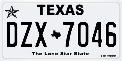 TX license plate DZX7046
