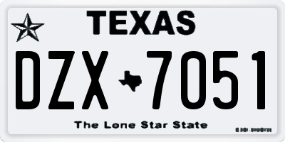 TX license plate DZX7051