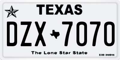 TX license plate DZX7070