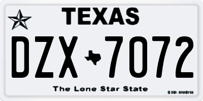 TX license plate DZX7072