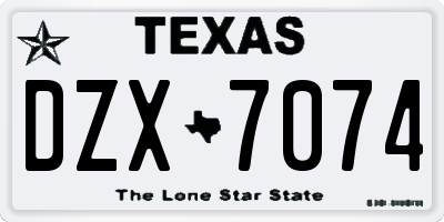 TX license plate DZX7074