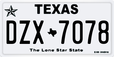 TX license plate DZX7078