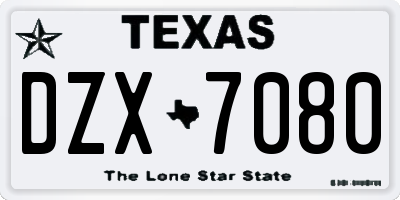 TX license plate DZX7080
