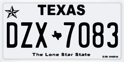 TX license plate DZX7083