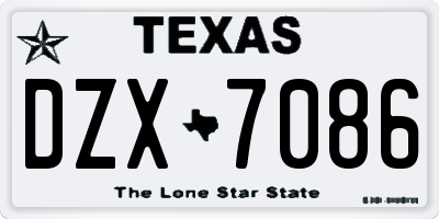 TX license plate DZX7086
