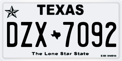 TX license plate DZX7092