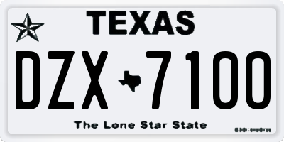 TX license plate DZX7100