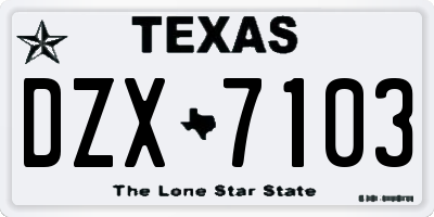 TX license plate DZX7103