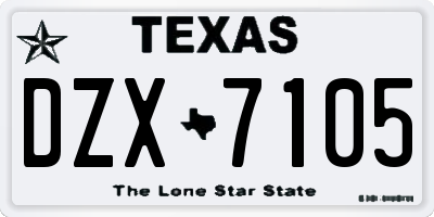 TX license plate DZX7105