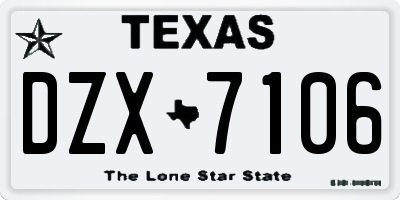 TX license plate DZX7106