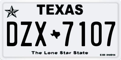 TX license plate DZX7107