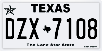 TX license plate DZX7108