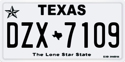 TX license plate DZX7109