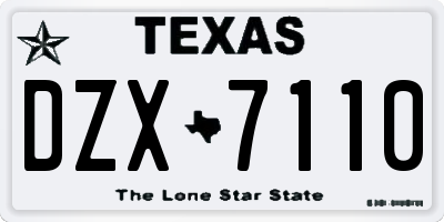 TX license plate DZX7110