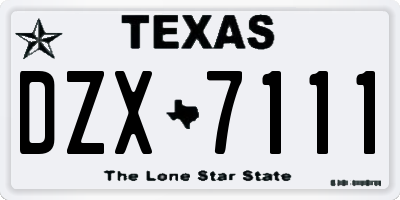 TX license plate DZX7111