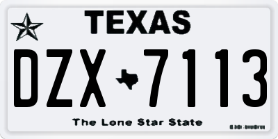 TX license plate DZX7113