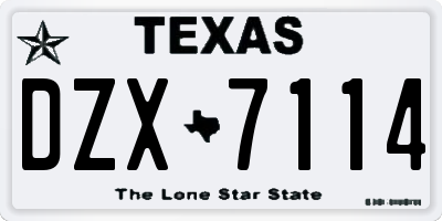 TX license plate DZX7114