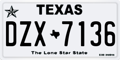 TX license plate DZX7136