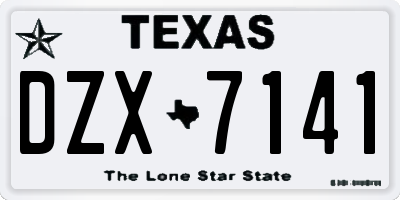 TX license plate DZX7141