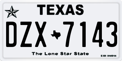 TX license plate DZX7143