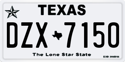 TX license plate DZX7150