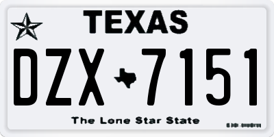 TX license plate DZX7151