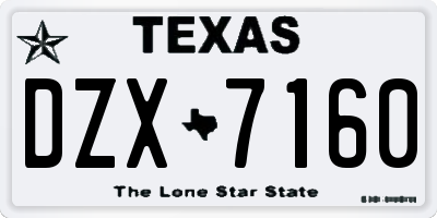 TX license plate DZX7160