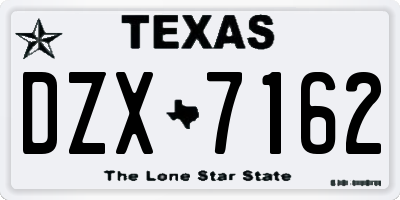 TX license plate DZX7162