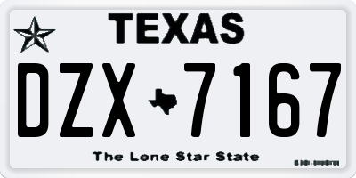 TX license plate DZX7167