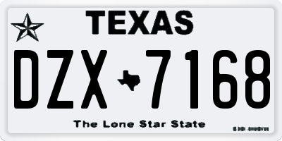 TX license plate DZX7168