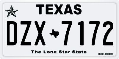 TX license plate DZX7172